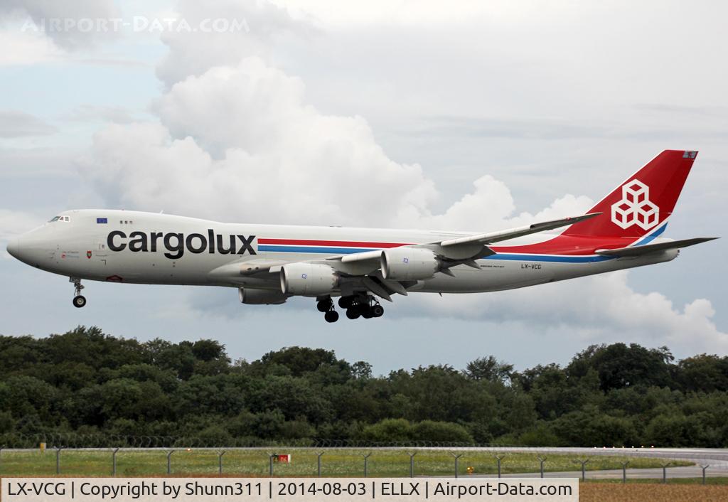LX-VCG, 2012 Boeing 747-8R7F C/N 35812, Landing rwy 06