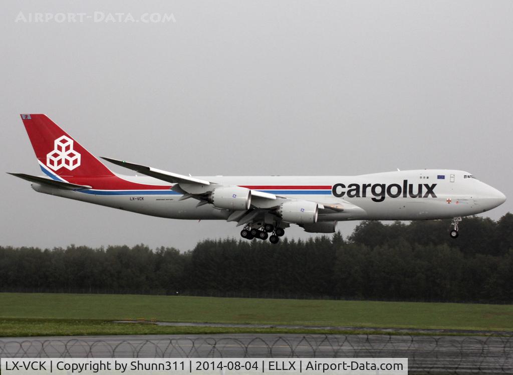 LX-VCK, 2014 Boeing 747-8R7F C/N 38078, Landing rwy 24