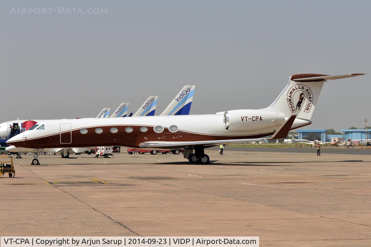 VT-CPA, 2013 Gulfstream Aerospace V-SP G550 C/N 5427, Parked on the tarmac at IGIA T-1.