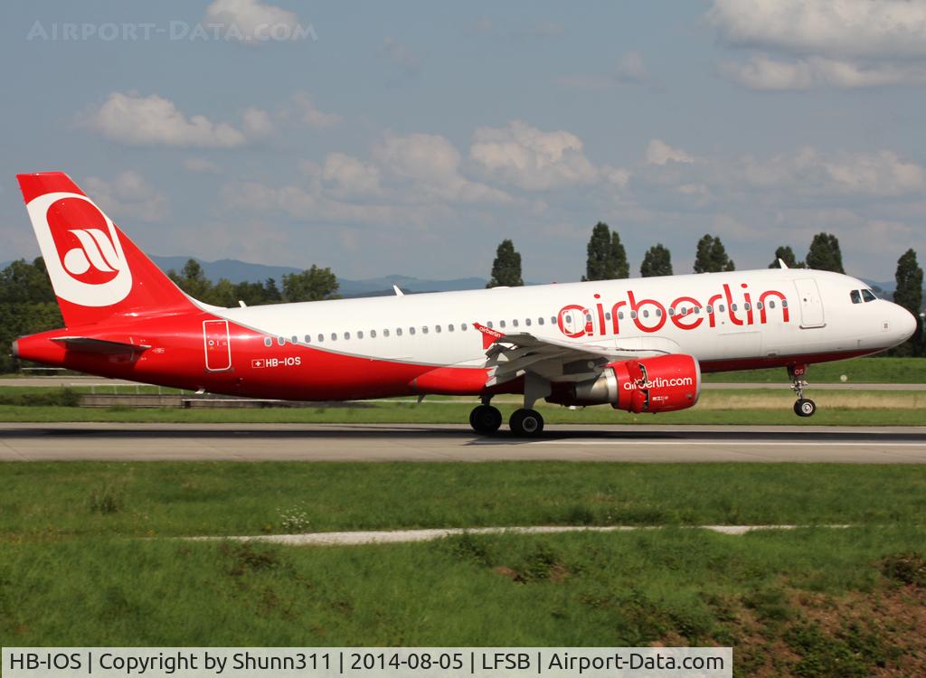 HB-IOS, 2006 Airbus A320-214 C/N 2968, Landing rwy 16 in new Air Berlin c/s