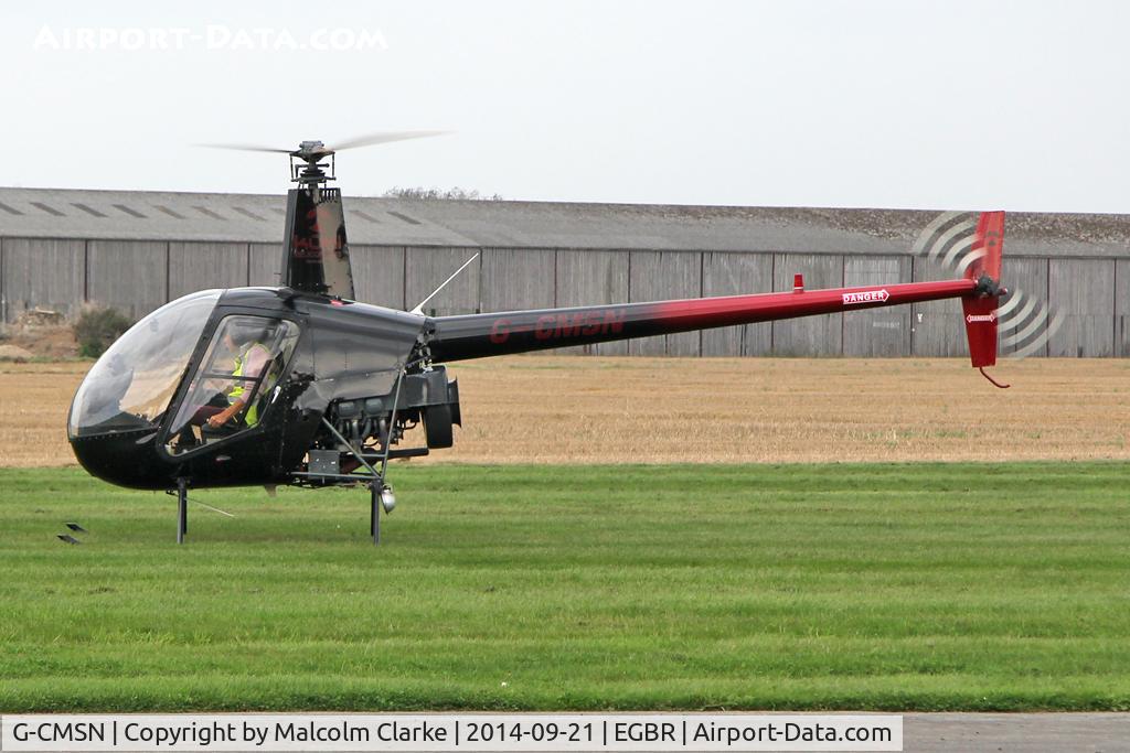 G-CMSN, 1991 Robinson R22 Beta C/N 1669, Robinson R22 Beta at the Real Aeroplane Club's Helicopter Fly-In, Breighton Airfield, North Yorkshire, September 21st 2014.
