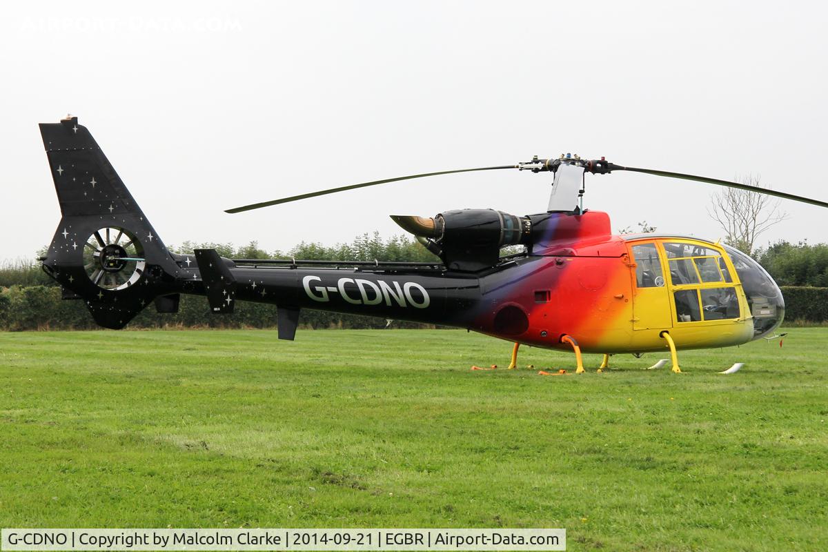 G-CDNO, 1975 Westland SA-341B Gazelle AH1 C/N 1385, Westland Gazelle AH.1 at the Real Aeroplane Club's Helicopter Fly-In, Breighton Airfield, North Yorkshire, September 21st 2014.