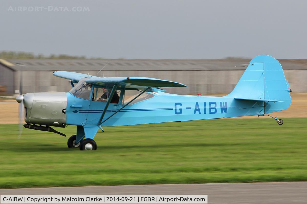 G-AIBW, 1946 Auster J-1N Alpha C/N 2158, Auster J-1N Alpha at the Real Aeroplane Club's Helicopter Fly-In, Breighton Airfield, North Yorkshire, September 21st 2014.