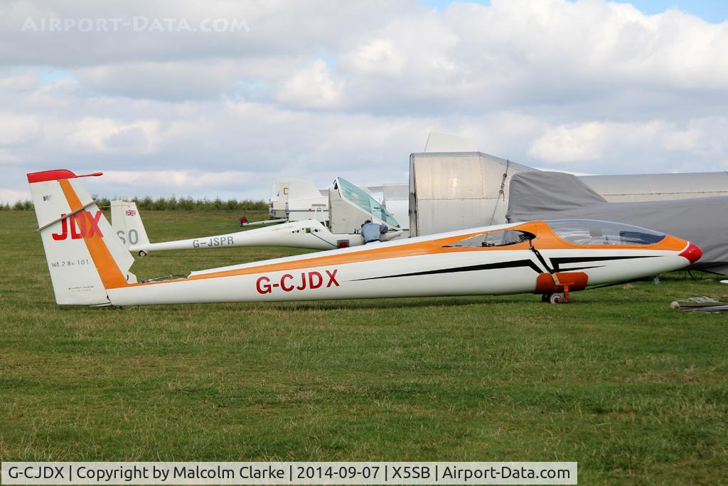 G-CJDX, 1975 Wassmer WA-20F Espadon Javelot C/N 101, Wassmer WA-20F Espadon awaiting its wings. Sutton Bank North Yorkshire, September 7th 2014.