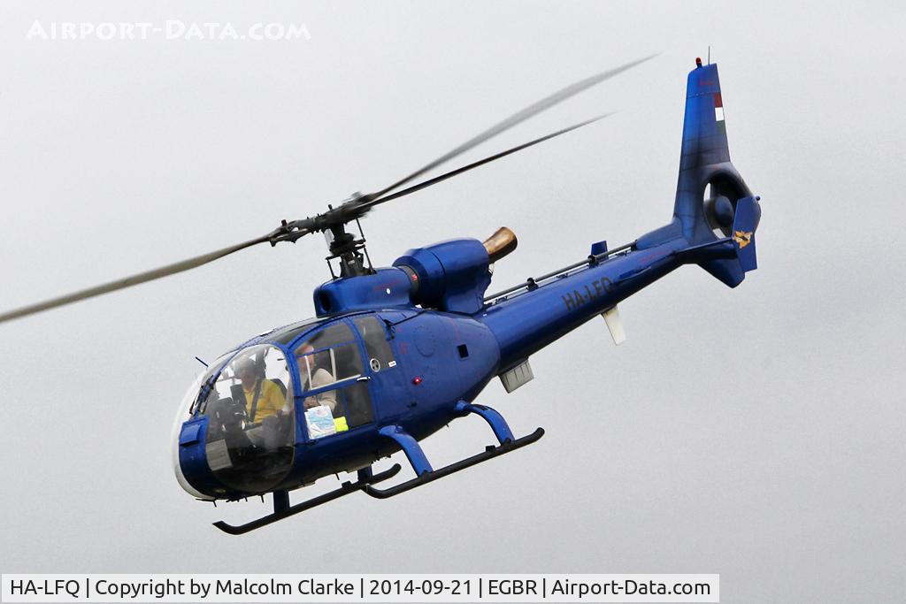 HA-LFQ, 1980 Aerospatiale SA-342L Gazelle C/N 1854, Aerospatiale SA-342L Gazelle at the Real Aeroplane Club's Helicopter Fly-In, Breighton Airfield, North Yorkshire, September 21st 2014.