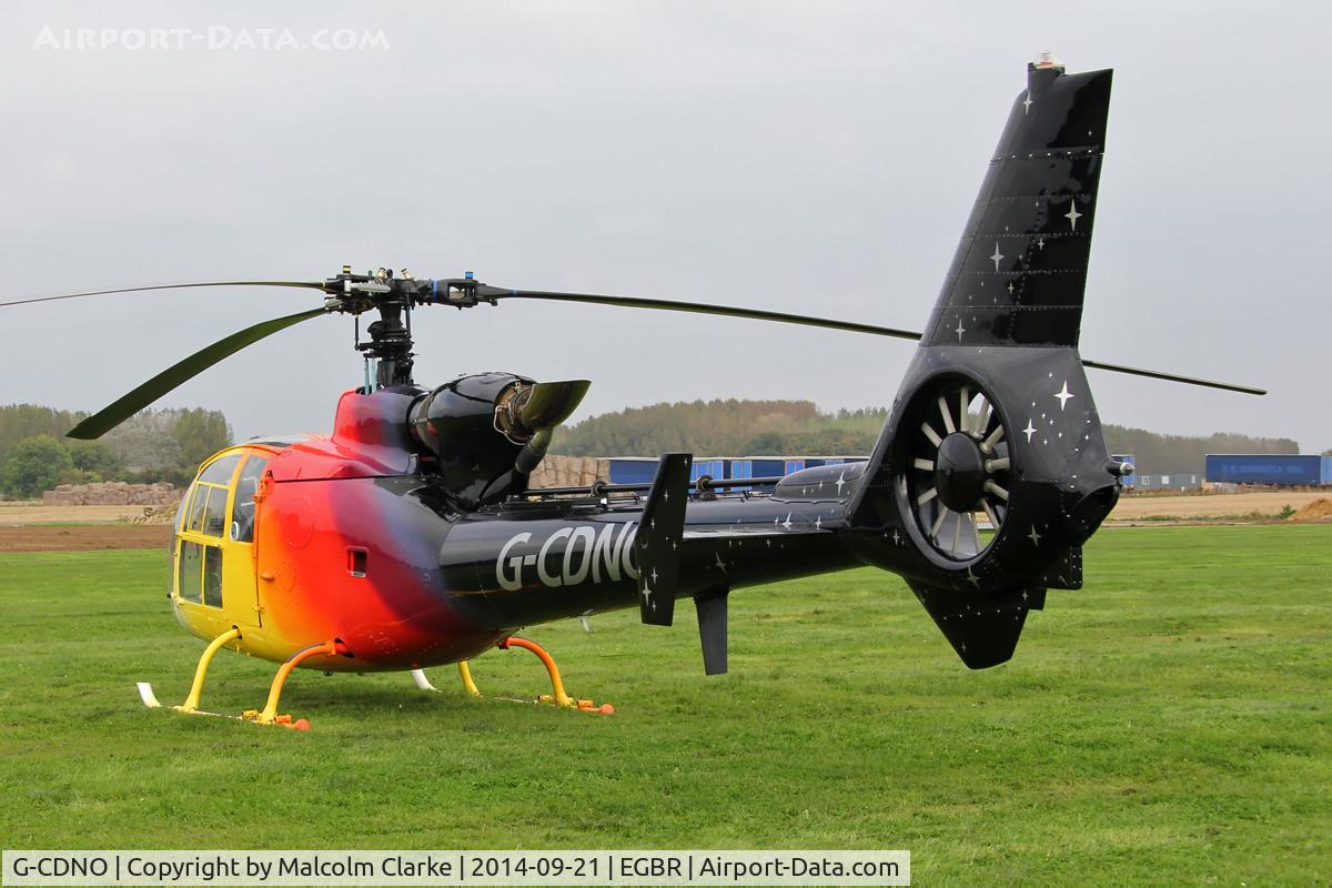 G-CDNO, 1975 Westland SA-341B Gazelle AH1 C/N 1385, Westland Gazelle AH.1 at the Real Aeroplane Club's Helicopter Fly-In, Breighton Airfield, North Yorkshire, September 21st 2014.