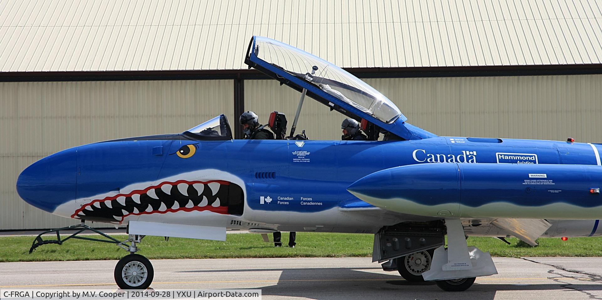 C-FRGA, 1957 Canadair T-33AN Silver Star 3 C/N T33-577, London International Airport, London, Ontario
Pilot prepares for taxi to the active. September 28, 2014