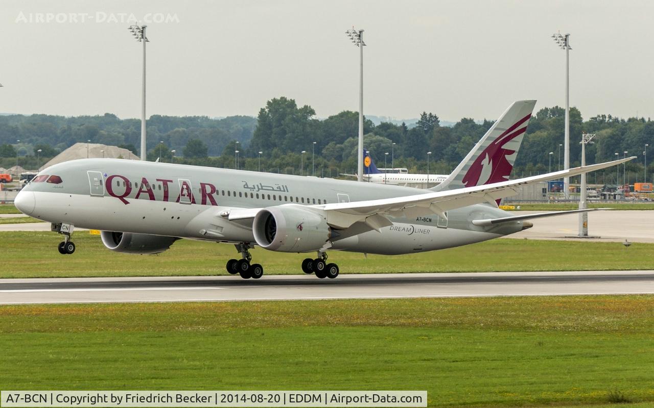 A7-BCN, 2014 Boeing 787-8 Dreamliner C/N 38332, moments prior touchdown