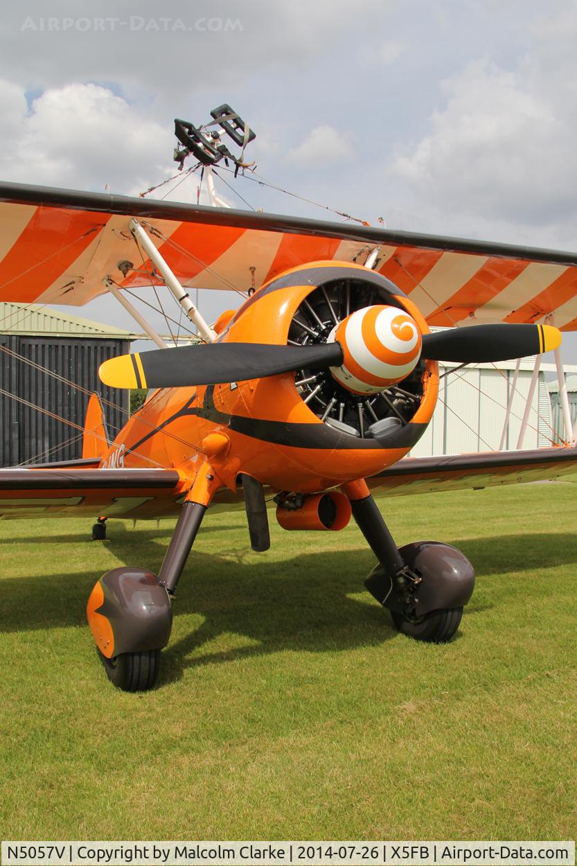 N5057V, 1942 Boeing A75N1(PT17) C/N 75-5598, Boeing A75N1(PT17) prior to a wing walking performance at the 2014 Sunderland Air Show. Fishburn Airfield, July 26th 2014.