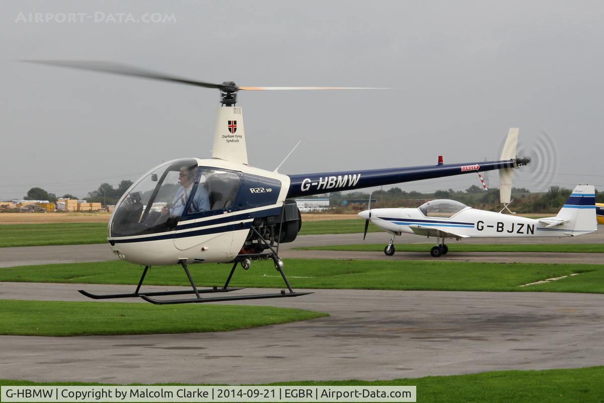 G-HBMW, 1981 Robinson R22 C/N 0170, Robinson R22 at the Real Aeroplane Club's Helicopter Fly-In, Breighton Airfield, North Yorkshire, September 21st 2014.