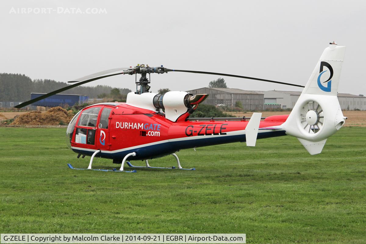 G-ZELE, 1973 Westland SA-341C Gazelle HT2 C/N 1007, Westland Gazelle HT.2 at the Real Aeroplane Club's Helicopter Fly-In, Breighton Airfield, North Yorkshire, September 21st 2014.