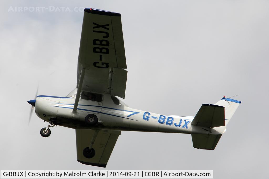 G-BBJX, 1974 Reims F150L C/N 1017, Reims F150L at the Real Aeroplane Club's Helicopter Fly-In, Breighton Airfield, North Yorkshire, September 21st 2014.