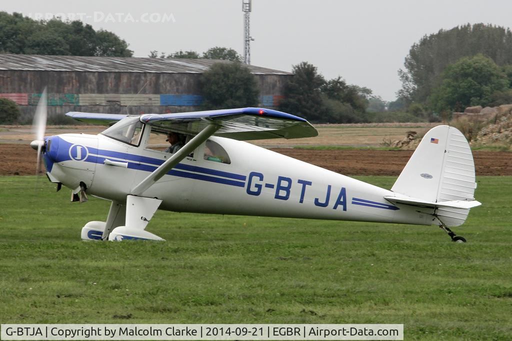 G-BTJA, 1947 Luscombe 8E Silvaire C/N 5037, Luscombe 8E Silvaire at the Real Aeroplane Club's Helicopter Fly-In, Breighton Airfield, North Yorkshire, September 21st 2014.
