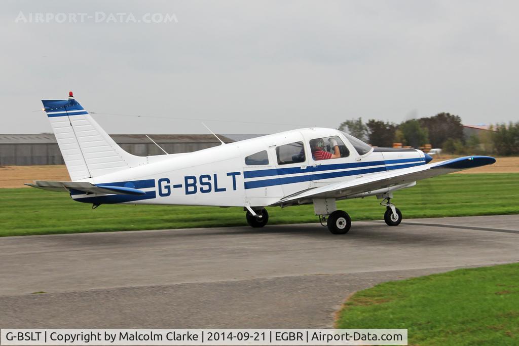 G-BSLT, 1980 Piper PA-28-161 Cherokee Warrior II C/N 28-8016303, Piper PA-28-161 at the Real Aeroplane Club's Helicopter Fly-In, Breighton Airfield, North Yorkshire, September 21st 2014.