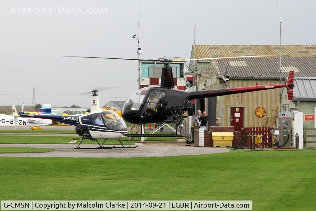 G-CMSN, 1991 Robinson R22 Beta C/N 1669, Robinson R22 Beta at the Real Aeroplane Club's Helicopter Fly-In, Breighton Airfield, North Yorkshire, September 21st 2014.
