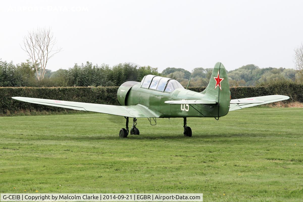 G-CEIB, 1958 Yakovlev Yak-18A C/N 1160403, Yakovlev Yak-18A at the Real Aeroplane Club's Helicopter Fly-In, Breighton Airfield, North Yorkshire, September 21st 2014.