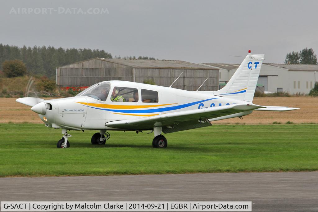 G-SACT, 1988 Piper PA-28-161 Cadet C/N 2841048, Piper PA-28-161 at the Real Aeroplane Club's Helicopter Fly-In, Breighton Airfield, North Yorkshire, September 21st 2014.