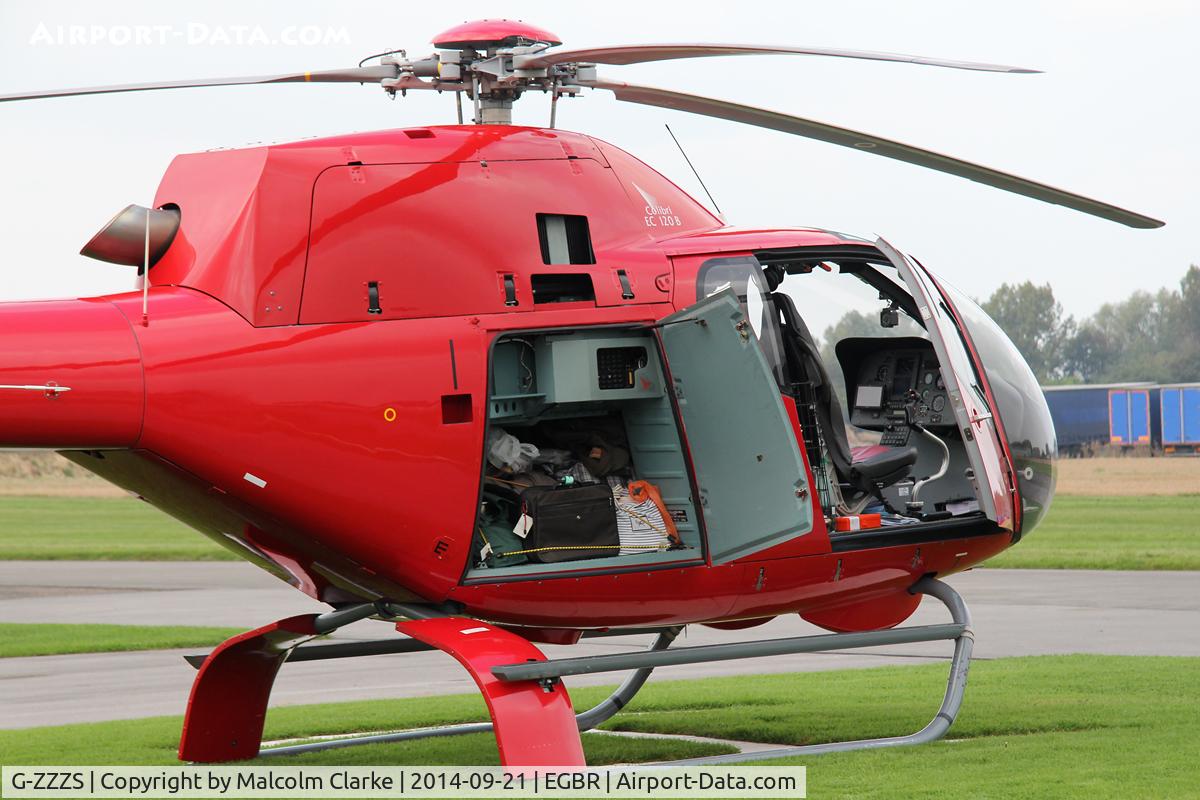 G-ZZZS, 2002 Eurocopter EC-120B Colibri C/N 1321, Eurocopter EC-120B Colibri at the Real Aeroplane Club's Helicopter Fly-In, Breighton Airfield, North Yorkshire, September 21st 2014.
