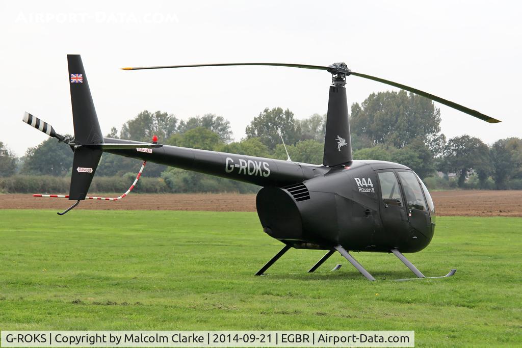 G-ROKS, 2004 Robinson R44 Raven II C/N 10325, Robinson R44 Raven II at the Real Aeroplane Club's Helicopter Fly-In, Breighton Airfield, North Yorkshire, September 21st 2014.