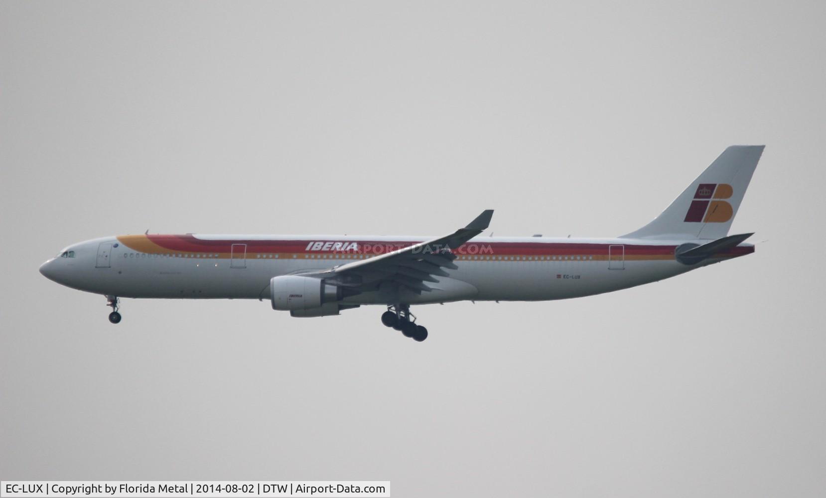 EC-LUX, 2013 Airbus A330-302 C/N 1405, Iberia A330-300 bringing in the Real Madrid soccer team for a game against Manchester United at the Big House in Ann Arbor