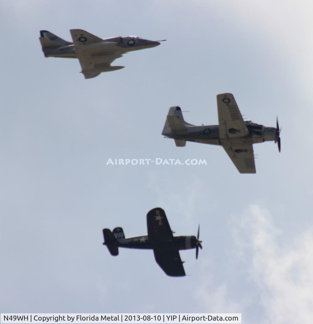 N49WH, 1959 Douglas A-4B Skyhawk C/N 11366, A-4 with AD-1 and F4U in Legacy flight