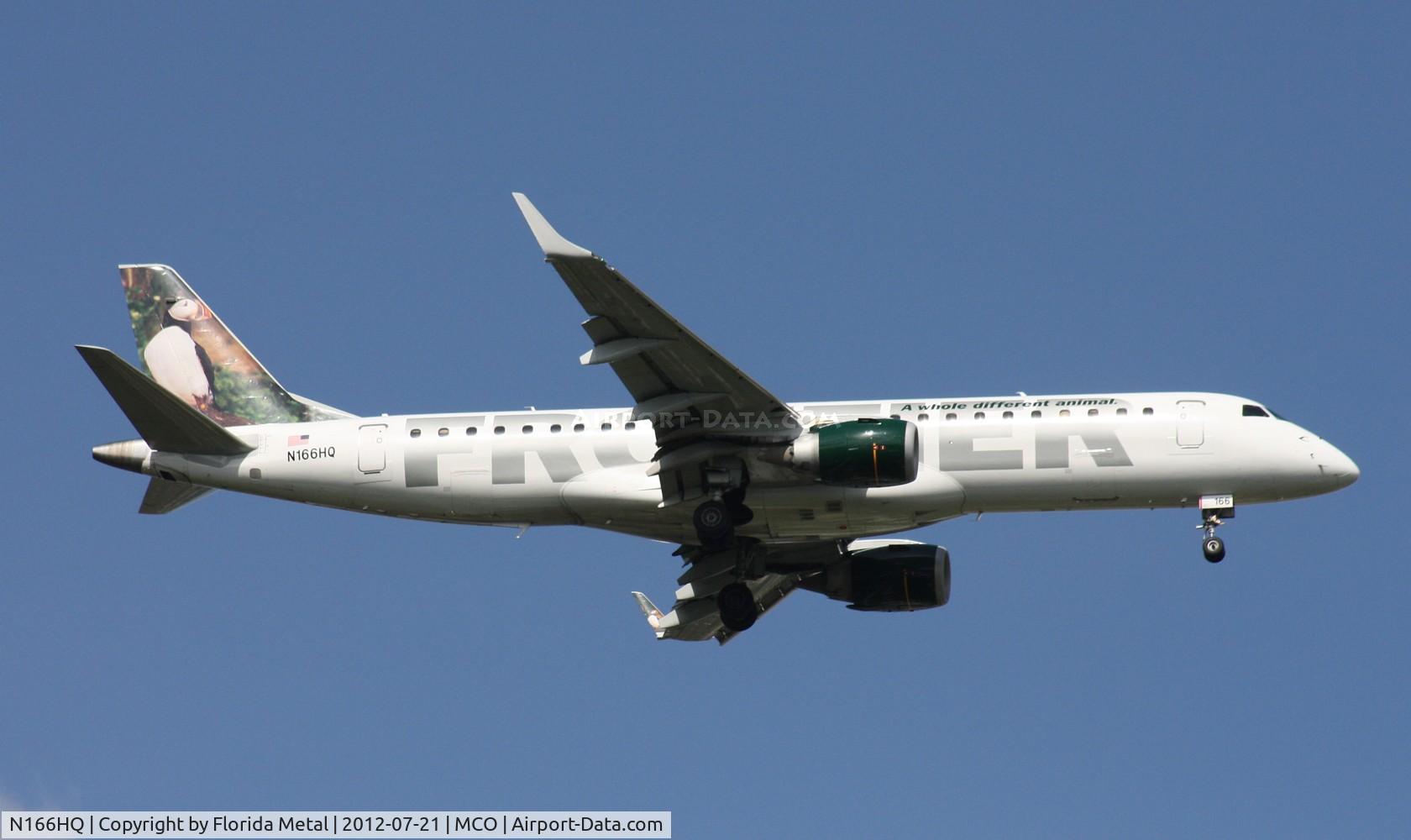 N166HQ, 2008 Embraer 190AR (ERJ-190-100IGW) C/N 19000166, Frontier E190 Puffin tail