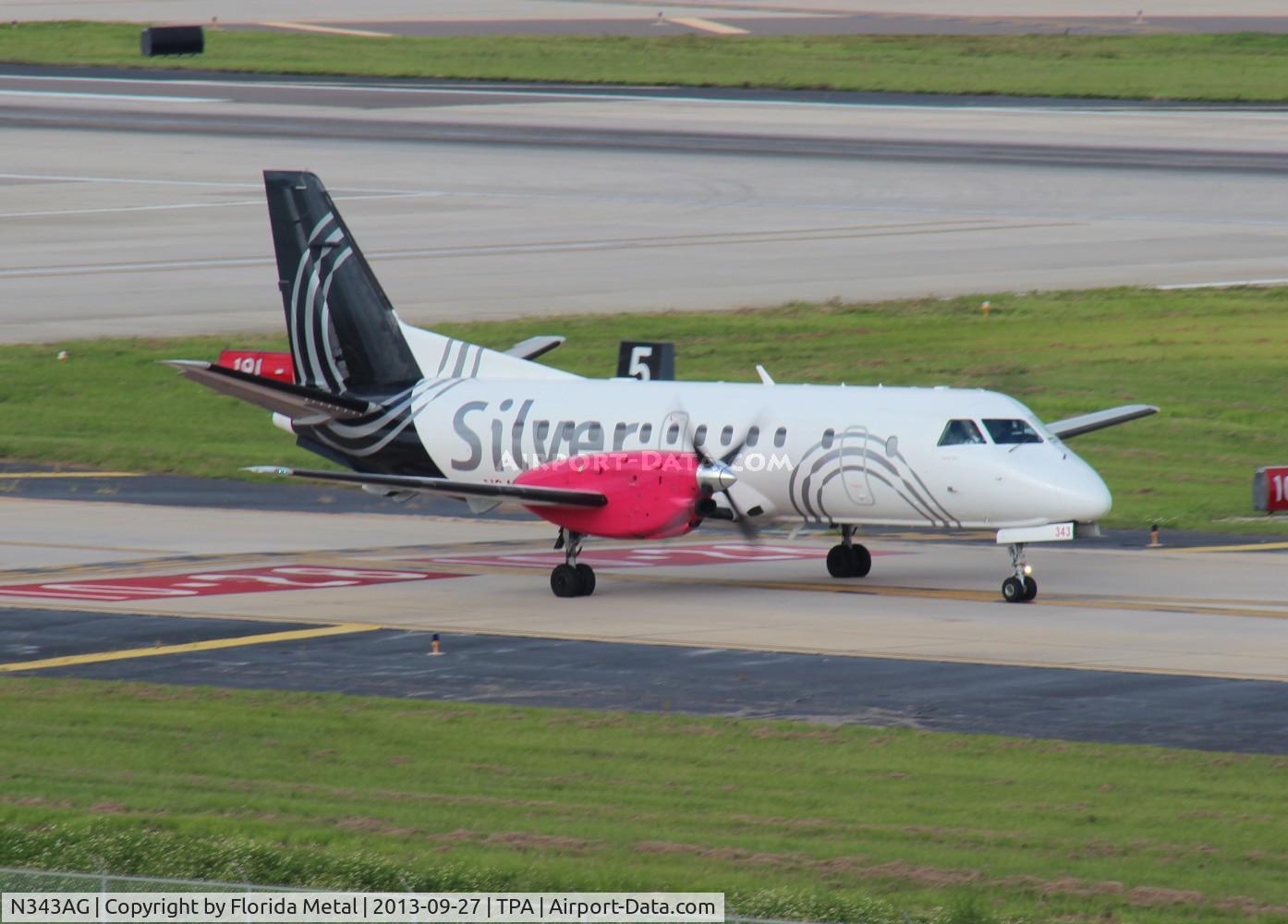 N343AG, 1998 Saab 340B C/N 340B-443, Silver Saab 340