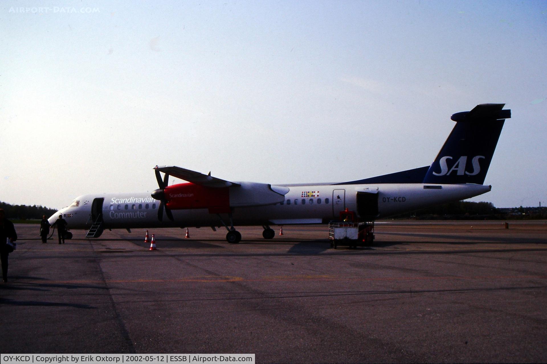 OY-KCD, 2001 De Havilland Canada DHC-8-402Q Dash 8 C/N 4062, OY-KCD in BMA 2003-05-12. Photo taken after arrival of the 