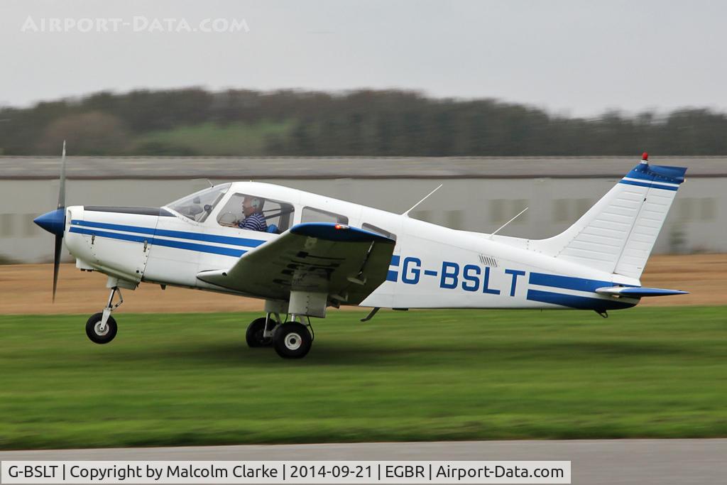 G-BSLT, 1980 Piper PA-28-161 Cherokee Warrior II C/N 28-8016303, Piper PA-28-161 at the Real Aeroplane Club's Helicopter Fly-In, Breighton Airfield, North Yorkshire, September 21st 2014.