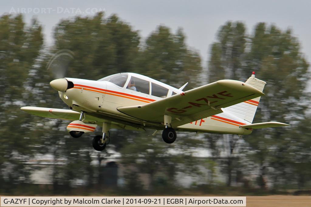 G-AZYF, 1968 Piper PA-28-180 Cherokee C/N 28-5227, Piper PA-28-180 Cherokee at the Real Aeroplane Club's Helicopter Fly-In, Breighton Airfield, North Yorkshire, September 21st 2014.