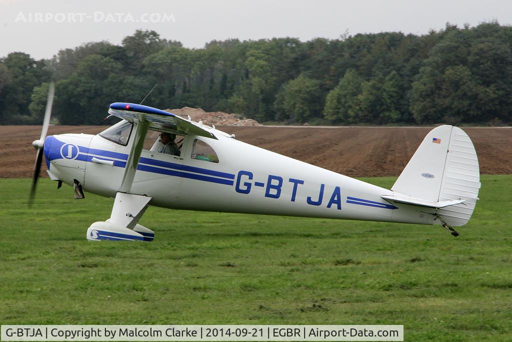 G-BTJA, 1947 Luscombe 8E Silvaire C/N 5037, Luscombe 8E Silvaire at the Real Aeroplane Club's Helicopter Fly-In, Breighton Airfield, North Yorkshire, September 21st 2014.