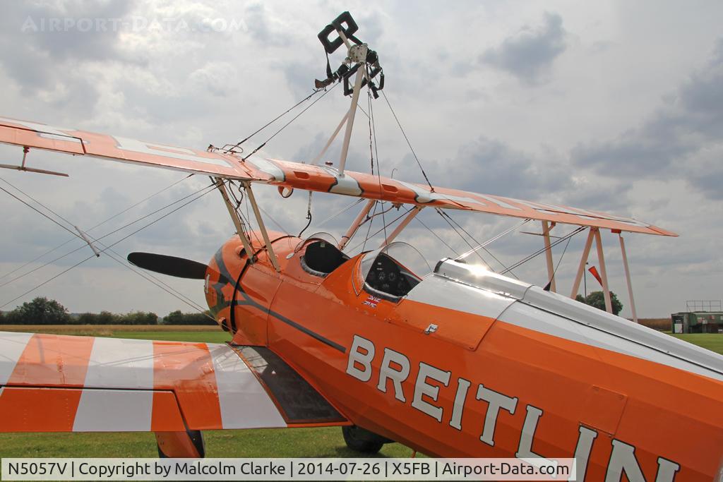 N5057V, 1942 Boeing A75N1(PT17) C/N 75-5598, Boeing A75N1(PT17) prior to a wing walking performance at the 2014 Sunderland Air Show. Fishburn Airfield, July 26th 2014.