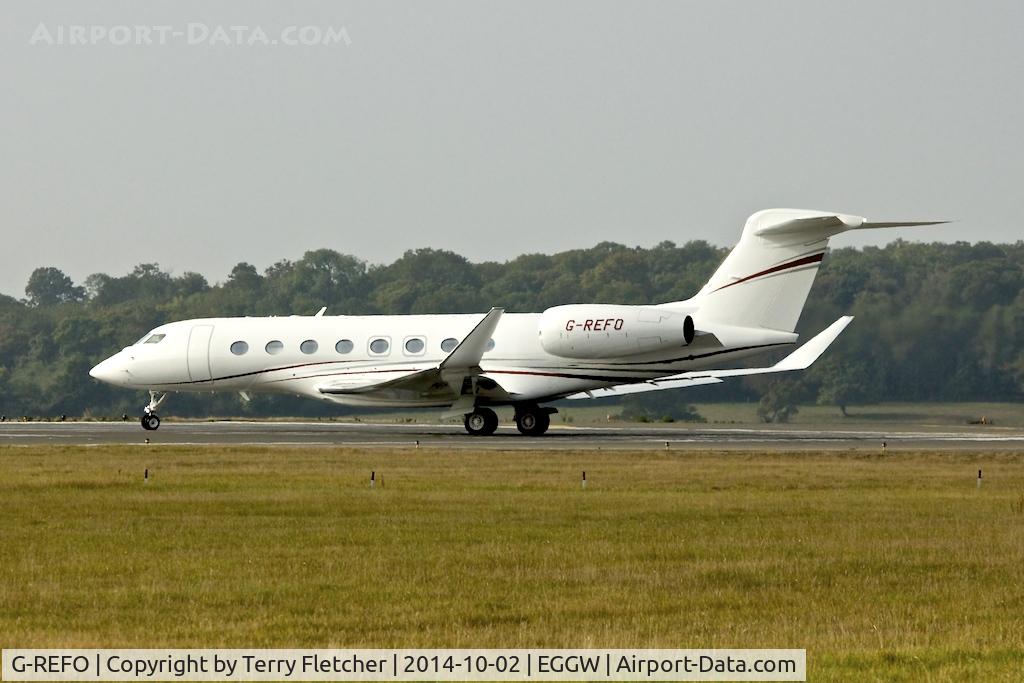 G-REFO, 2014 Gulfstream Aerospace G650 (G-VI) C/N 6075, 2014 Gulfstream GVI (G650), c/n: 6075 at Luton