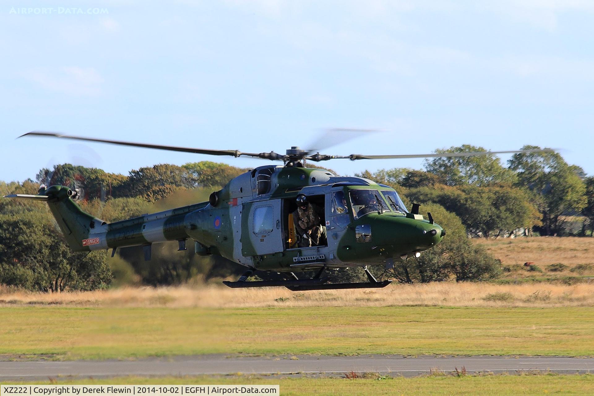 XZ222, 1979 Westland Lynx AH.7 C/N 148, AAC Lynx AH.7, RAF Odiham based, seen letting down at EGFH for a 