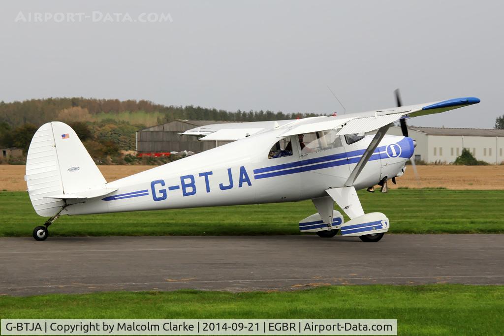 G-BTJA, 1947 Luscombe 8E Silvaire C/N 5037, Luscombe 8E Silvaire at the Real Aeroplane Club's Helicopter Fly-In, Breighton Airfield, North Yorkshire, September 21st 2014.