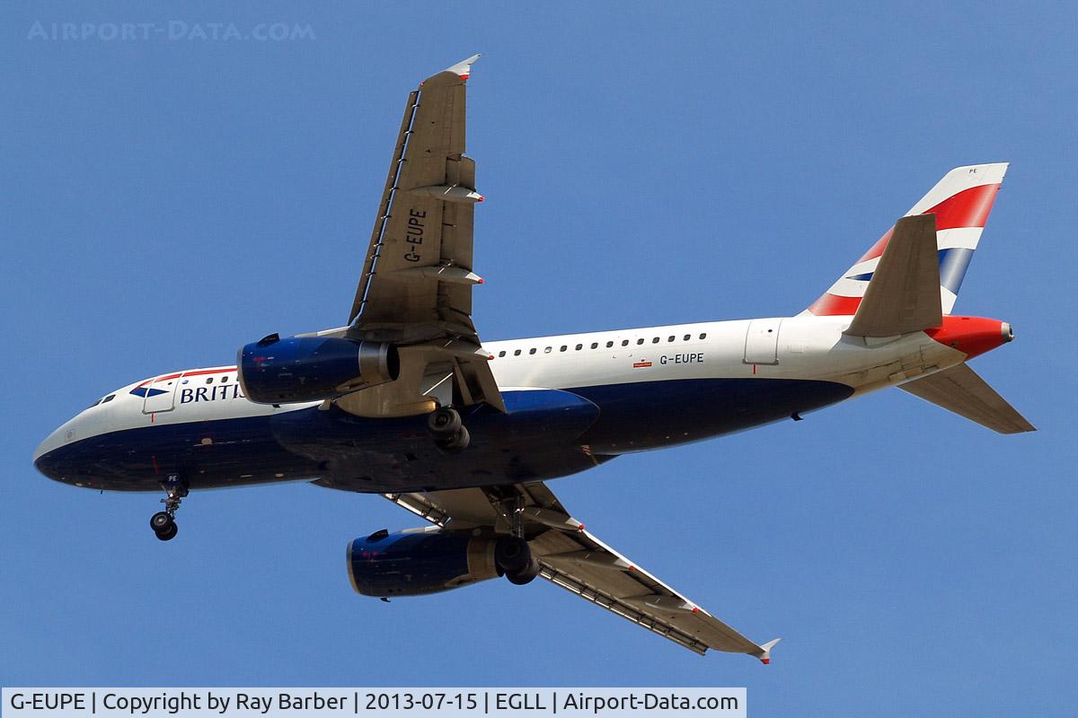 G-EUPE, 2000 Airbus A319-131 C/N 1193, Airbus A319-131 [1193] (British Airways) Home~G 15/07/2013. Shown here with just  