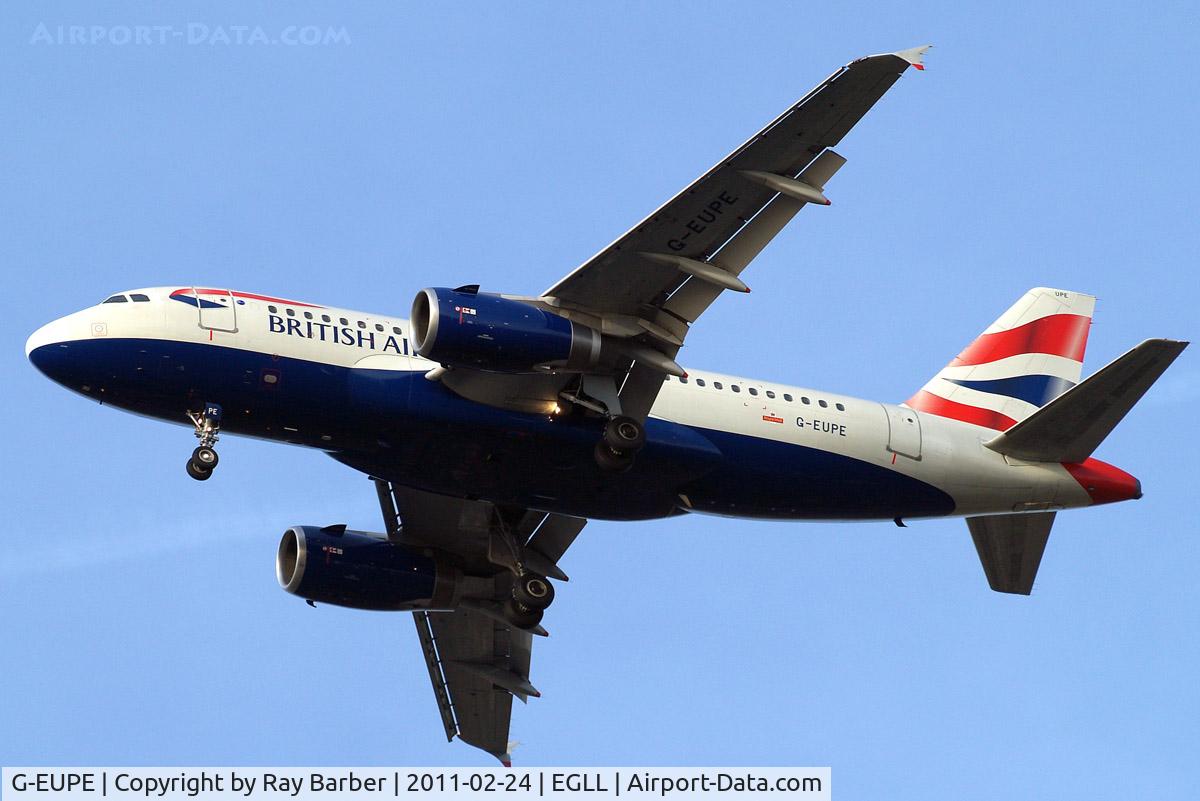 G-EUPE, 2000 Airbus A319-131 C/N 1193, Airbus A319-131 [1193] (British Airways) Home~G 24/02/2011. Shown here with 