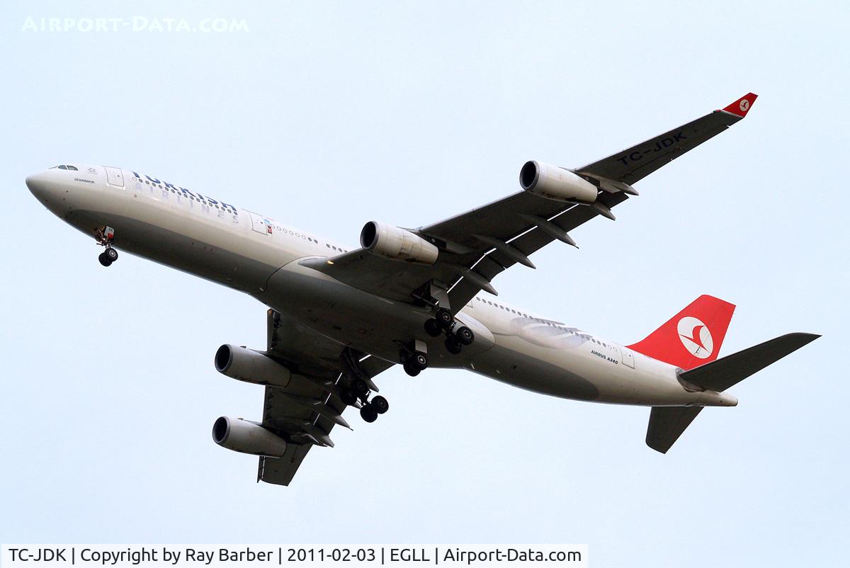 TC-JDK, 1993 Airbus A340-311 C/N 025, Airbus A340-311 [025] (THY Turkish Airlines) Home~G 03/02/2011. On approach 27R.