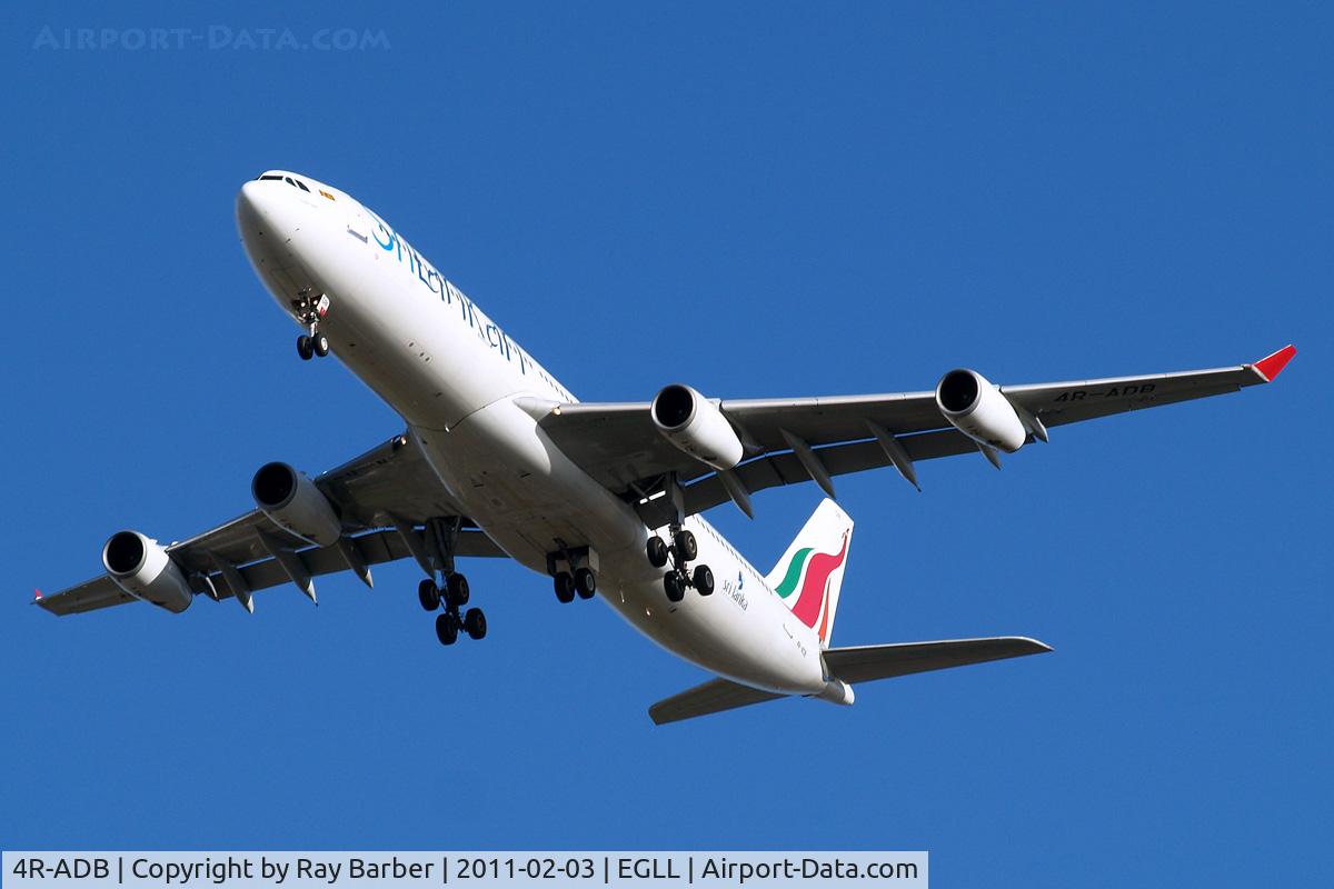 4R-ADB, 1994 Airbus A340-311 C/N 033, Airbus A340-311 [033] (Srilankan) Home~G 03/02/2011. On approach 27R.