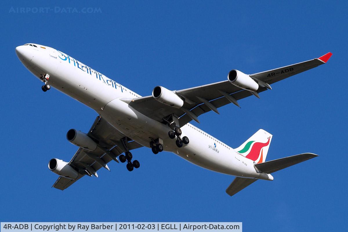 4R-ADB, 1994 Airbus A340-311 C/N 033, Airbus A340-311 [033] (Srilankan) Home~G 03/02/2011. On approach 27R.