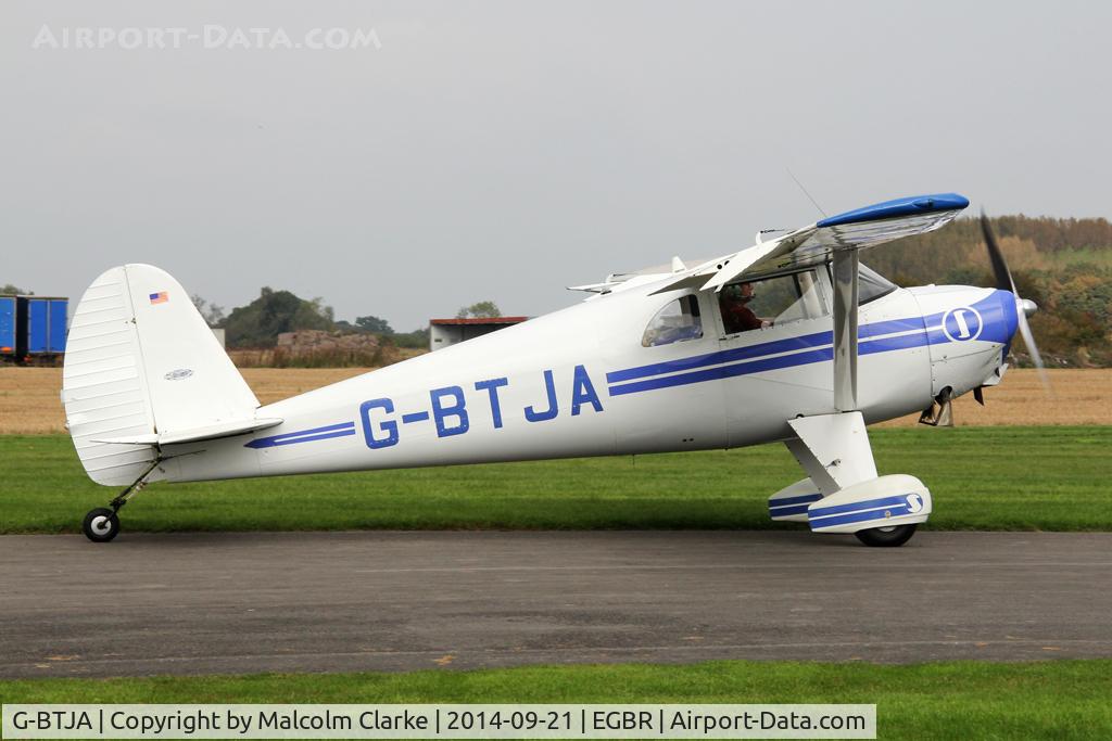 G-BTJA, 1947 Luscombe 8E Silvaire C/N 5037, Luscombe 8E Silvaire at the Real Aeroplane Club's Helicopter Fly-In, Breighton Airfield, North Yorkshire, September 21st 2014.