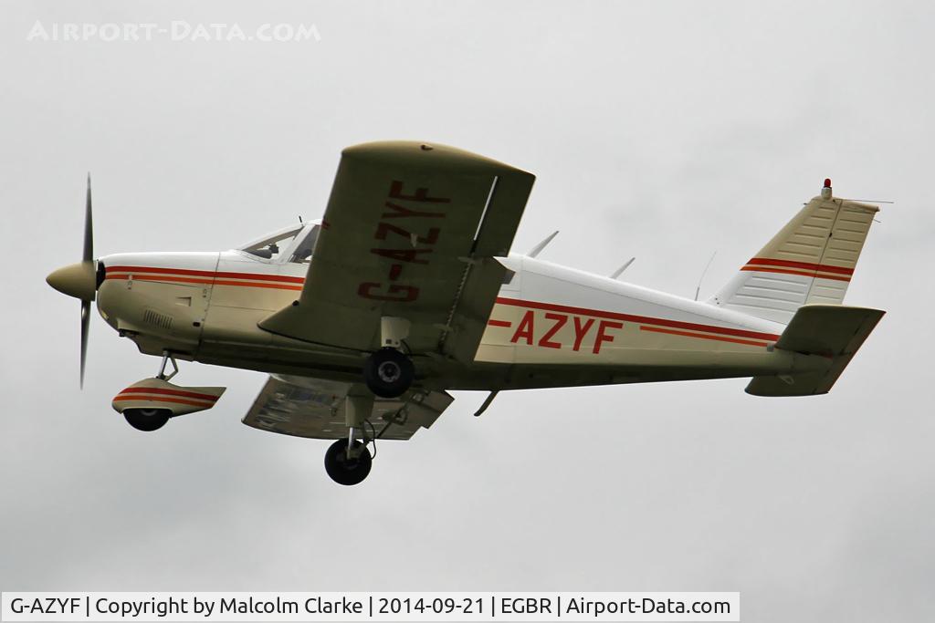 G-AZYF, 1968 Piper PA-28-180 Cherokee C/N 28-5227, Piper PA-28-180 Cherokee at the Real Aeroplane Club's Helicopter Fly-In, Breighton Airfield, North Yorkshire, September 21st 2014.