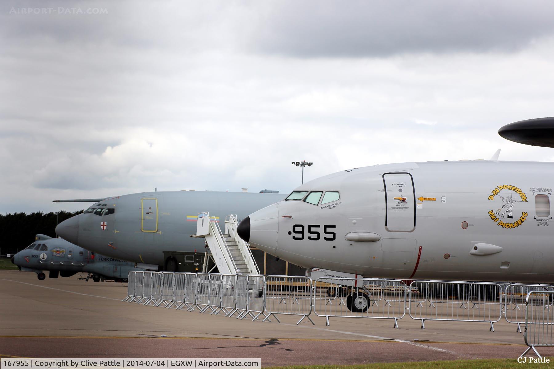 167955, 2011 Boeing P-8A Poseidon C/N 40595, Parked alongside E-3D at Waddington