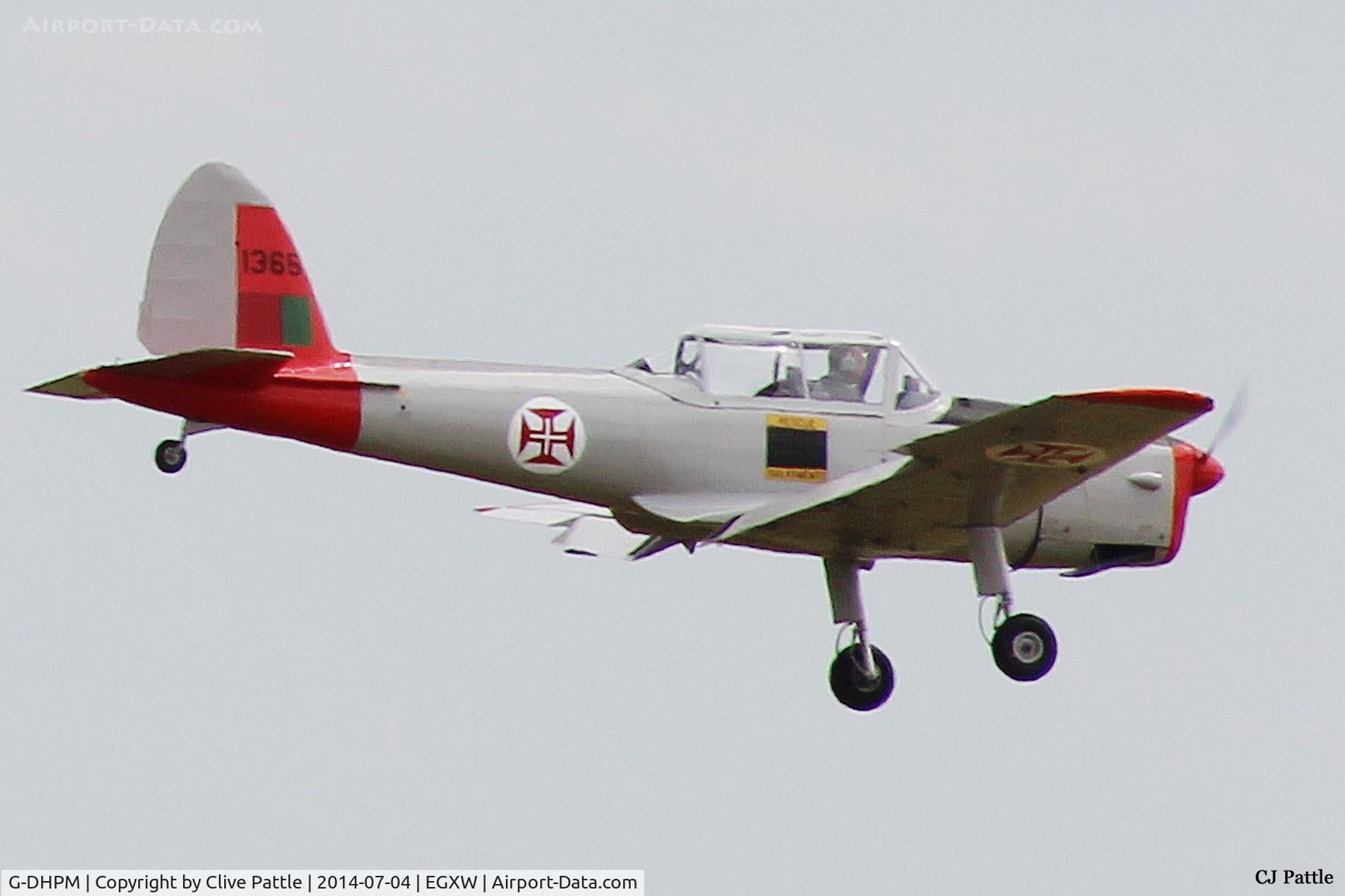 G-DHPM, 1959 OGMA DHC-1 Chipmunk T.20 C/N OGMA-55, On approach to Waddington Airshow 2014