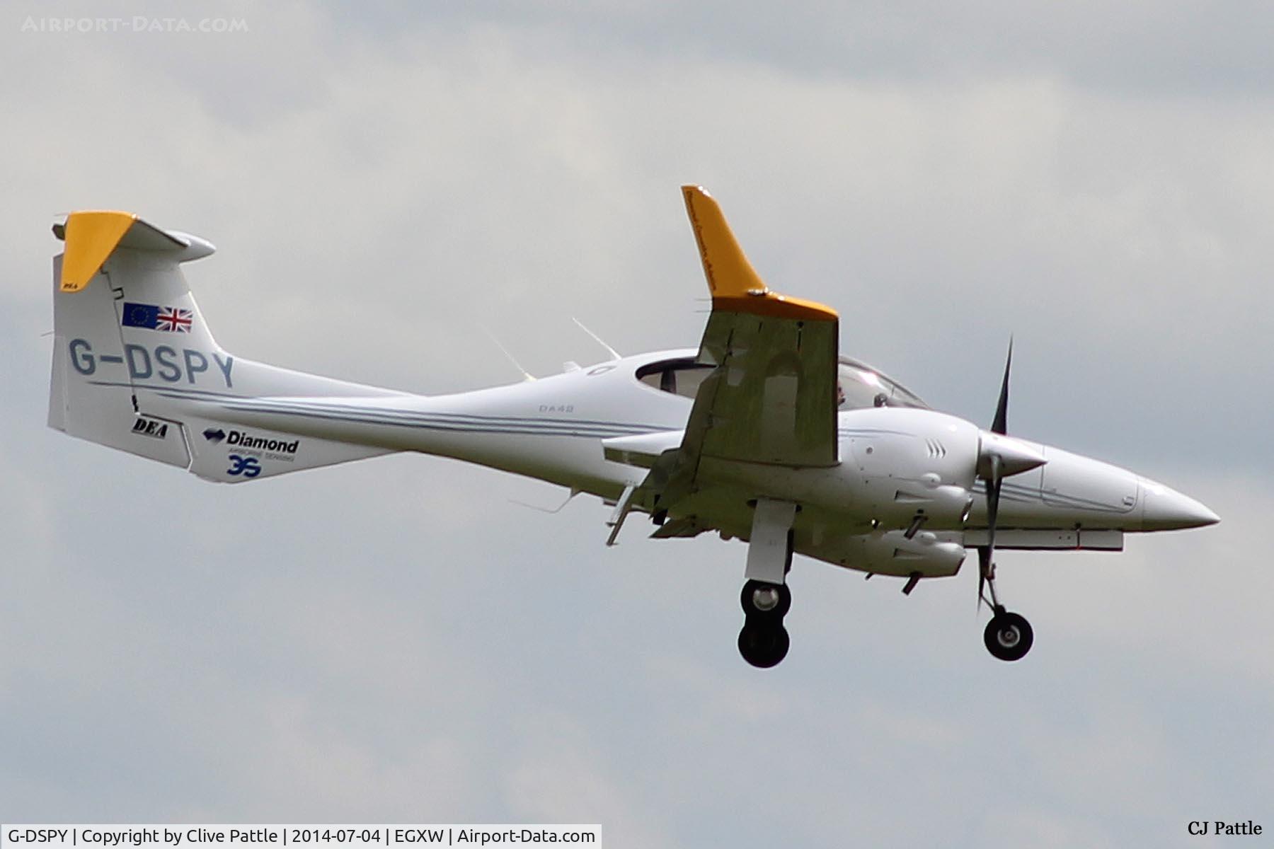 G-DSPY, 2008 Diamond DA-42MPP Guardian Twin Star C/N 42-M011, On approach to Waddington Airshow 2014