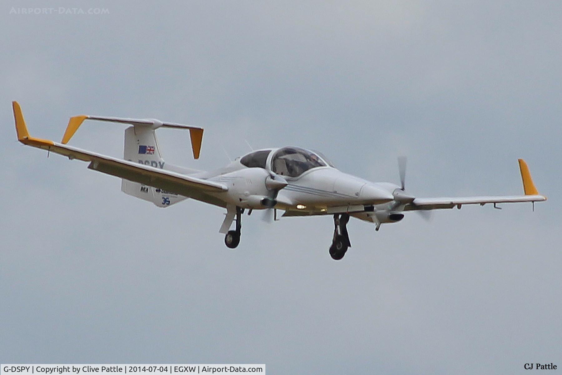 G-DSPY, 2008 Diamond DA-42MPP Guardian Twin Star C/N 42-M011, On approach to Waddington Airshow 2014