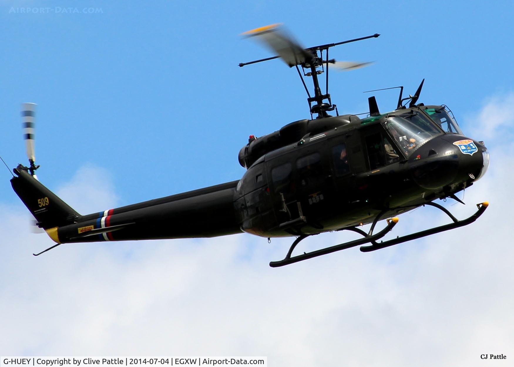 G-HUEY, 1973 Bell UH-1H Iroquois C/N 13560, On approach to the RAF Waddington Airshow 2014