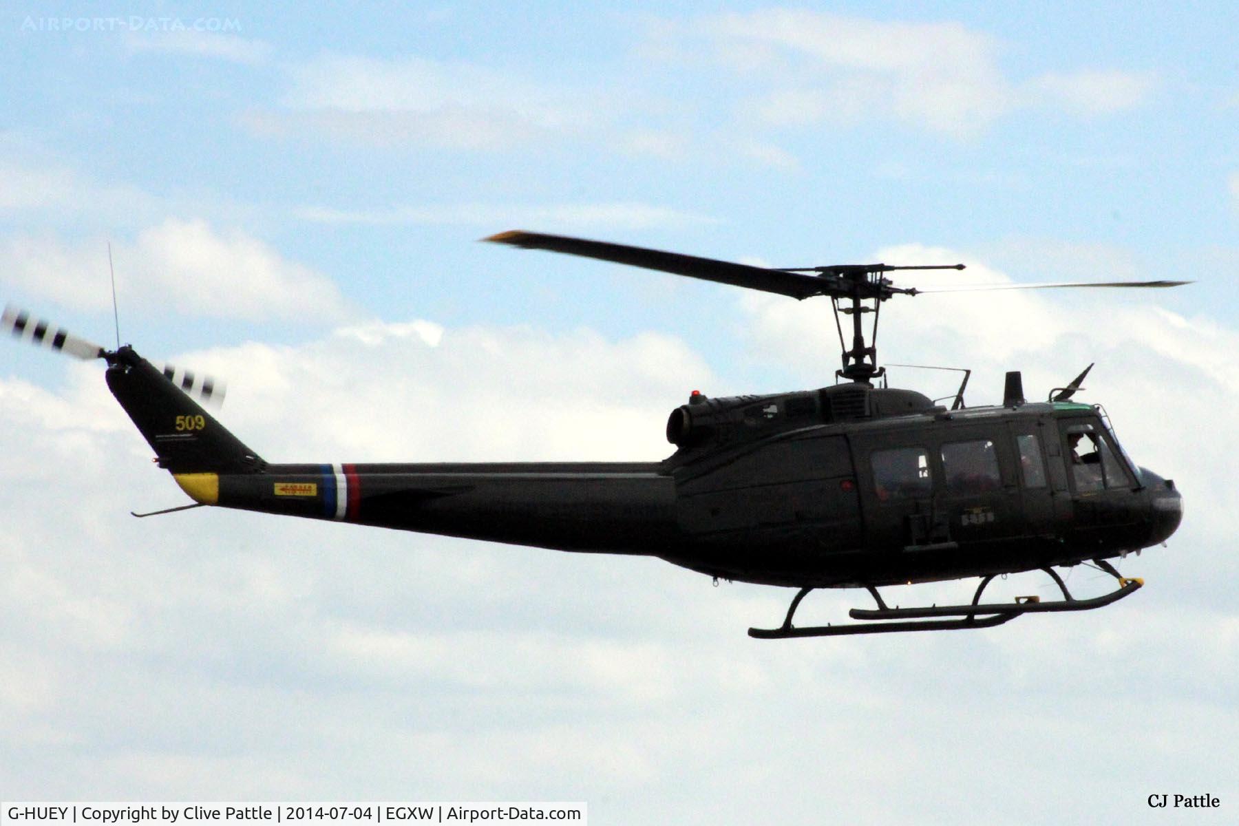 G-HUEY, 1973 Bell UH-1H Iroquois C/N 13560, On approach to Waddington Airshow 2014