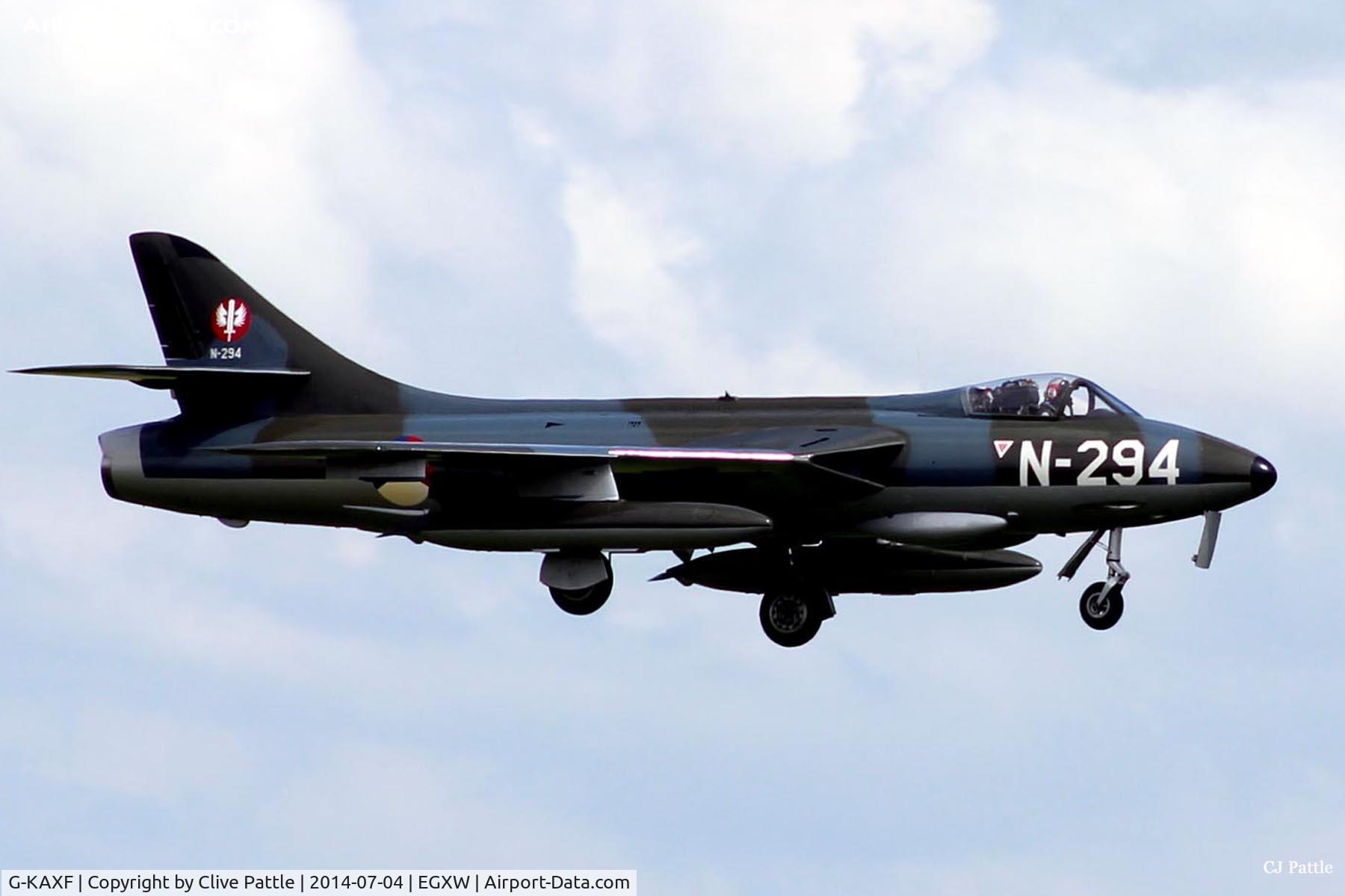 G-KAXF, 1956 Hawker Hunter F.6A C/N S4/U/3361, On approach to Waddington Airshow 2014