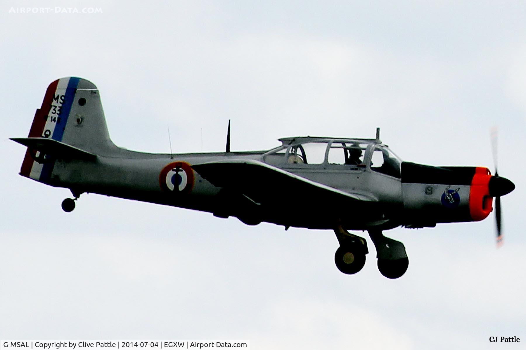 G-MSAL, 1956 Morane-Saulnier MS-733 Alcyon C/N 143, On approach to Waddington Airshow 2014